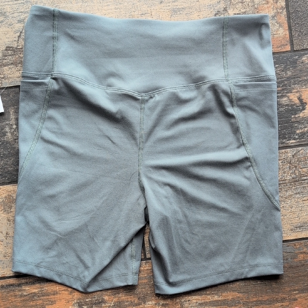 NWT Athletic Works Olive Green Bike Shorts Large (12-14) Interlock Knit Comfy - Picture 9 of 10